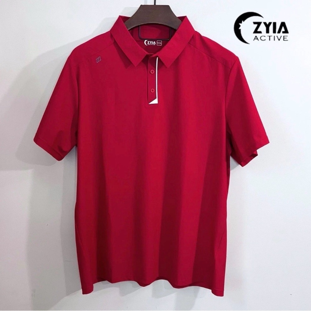 Zyia Active Men’s Ventilation Collar Polo Shirt XL Red $70 Golf Sports NWOT